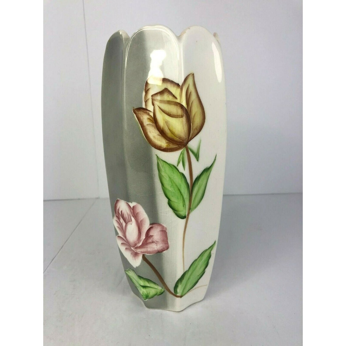 Vintage Vase Made in Japan Floral 8 Rose Tulip Etsy