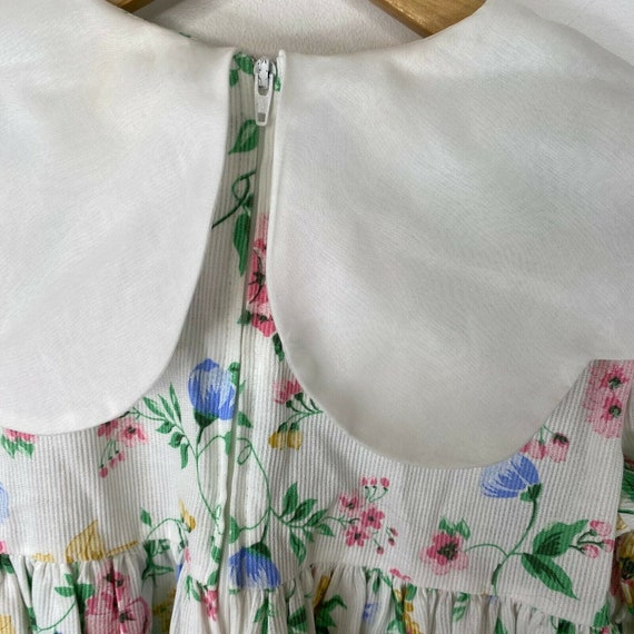 Vintage 80's Girls Size 6 Floral Dress Pan Collar… - image 4