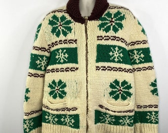 Vintage 1960s Handmade Cowichan Wool Sweater Flash Zipper Vintage 1960s Handmade Cowichan Wool Sweater Flash Zipper