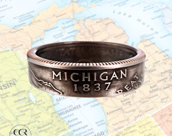 Michigan Coin Ring | Handmade Ring | Personalized Jewelry | Minimalist Ring | Anniversary Gift