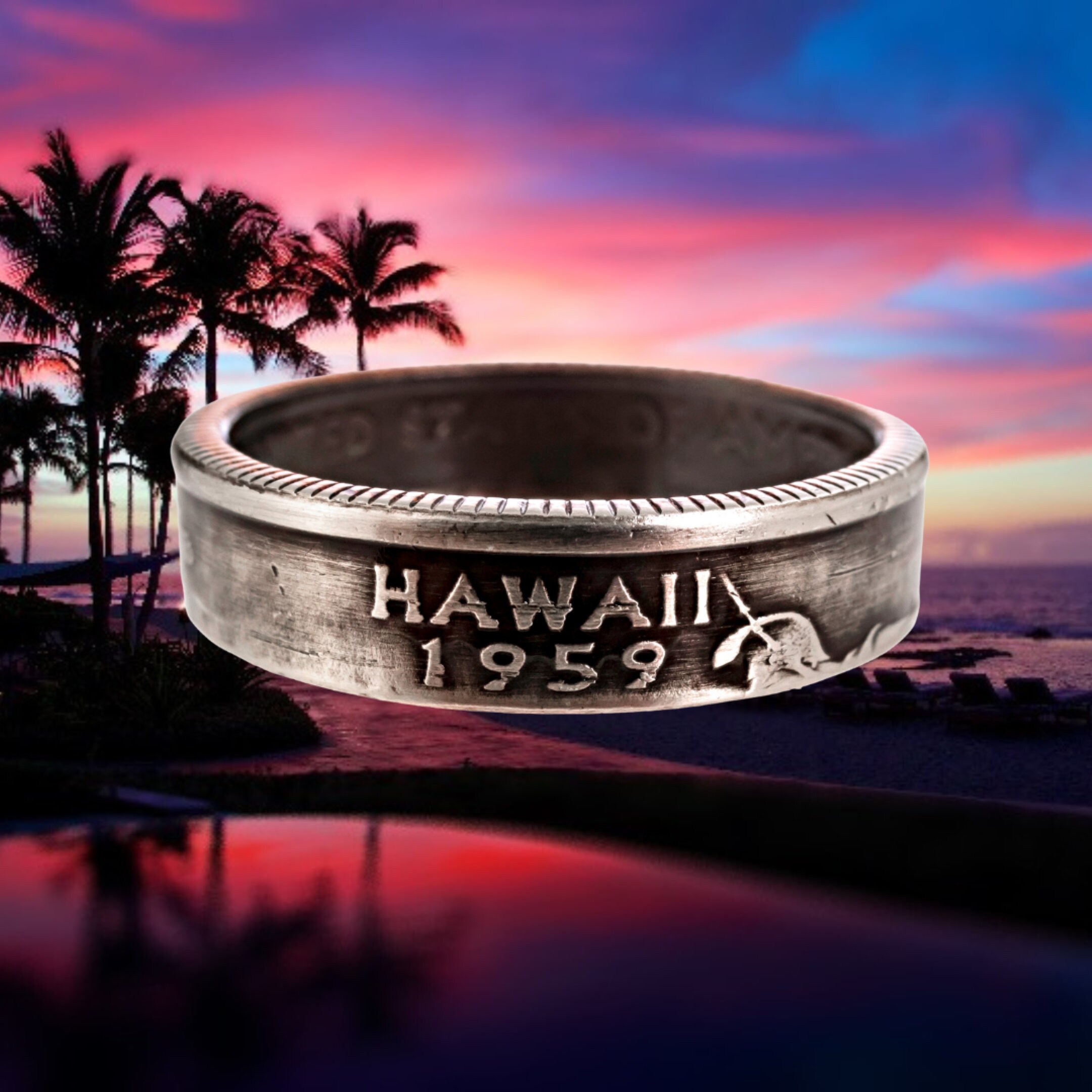 Hawaii Coin Ring | Handmade Ring | Stacking Ring | Minimalist Ring | Anniversary Gift