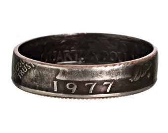 1977 Handgemachter Ring • Münzring • Jubiläumsring • Individueller Stapelring • Minimalistischer Ring • Unisex Ring