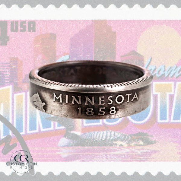 Minnesota muntring | Handgemaakte ring | Verklaring Ring | Gepersonaliseerde sieraden | Jubileum geschenk