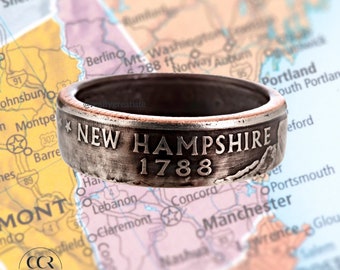 New Hampshire Handgemachter Münzen Ring Custom Ring | Minimalistischer Schmuck | Jubiläumsgeschenk