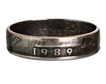 1989 Handgemachter Ring • Münzenring • Jubiläumsring • Individueller Stapelring • Minimalistischer Ring • Unisex Ring
