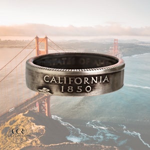 California Coin Ring | Handgemachter Ring | Stapelring | Minimalistischer Schmuck | Jahrestagsgeschenk | Statement Ring