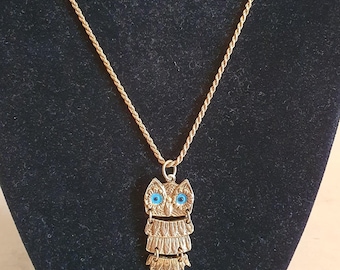 Collier Vintage Plaqué Or Avec Pendentif Chouette - Jolie Pièce D'occasion
