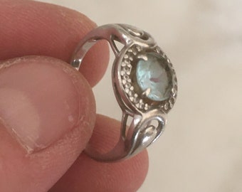 Sterling Silver and Blue Topaz Ring. Elegant, Vintage & Handmade Ring for Ladies. Fine Jewelry from Greece.