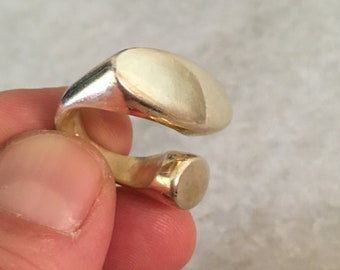 Gold Plate Silver Fashion Ring. Small Size Abstract Statement Ring for Women or Girls.