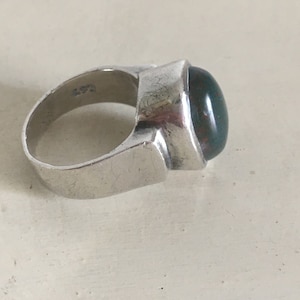 Sterling Silver Robust Ring with Agate Gemstone. VIntage Handmade Hallmarked 925 Greek Ring for women. Fine Jewelry from Greece.