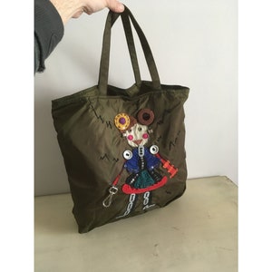 Authentic Prada robot 6 Tote Bag. mbroidered nit Lady Robot Motif With Metal Embellishments. Etsy UK
