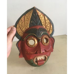 Wooden African Wall Mask. Vintage Hand Carved Colorful Tribal Mask. Decorative Ceremonial Mask. African Wall Art, Tribal Eclectic Decor.