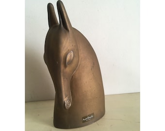 Anette Edmark Sweden Design Ceramic Horse Bust. Vintage Signed Tabletop Sculpture Ornament.