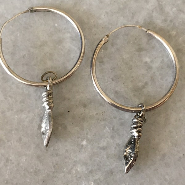 Vintage Sterling Silver Hoop Earrings. Handmade Earrings from Greece. Greek Fine Jewelry Earrings.