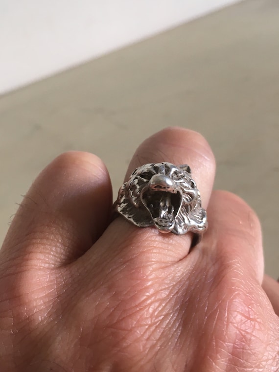 Sterling Silver Wolf Head Ring. Wolf Sculpture Ha… - image 4