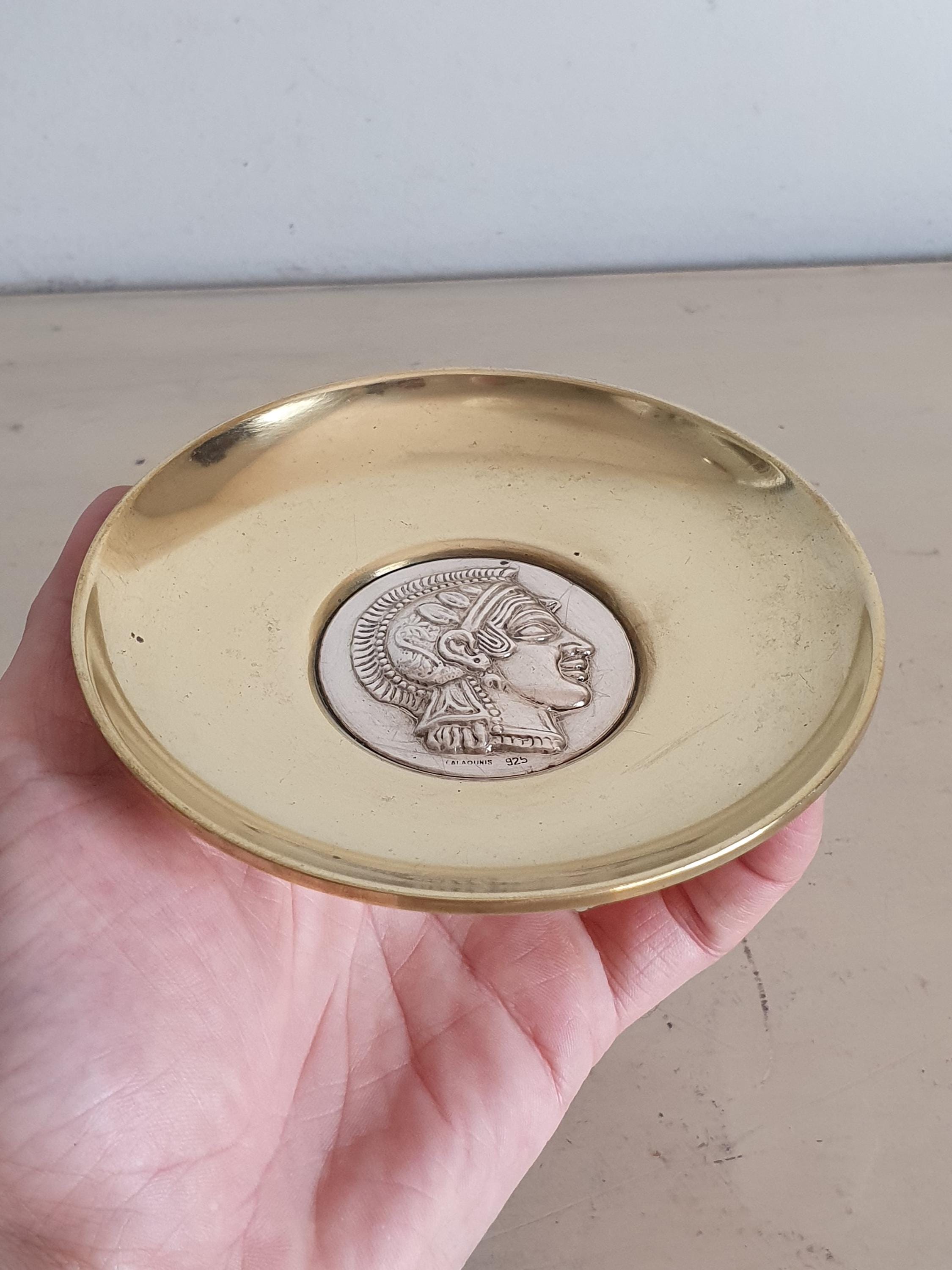Vintage Ilias Lalaounis Brass Dish With 925 Silver Ancient Greek