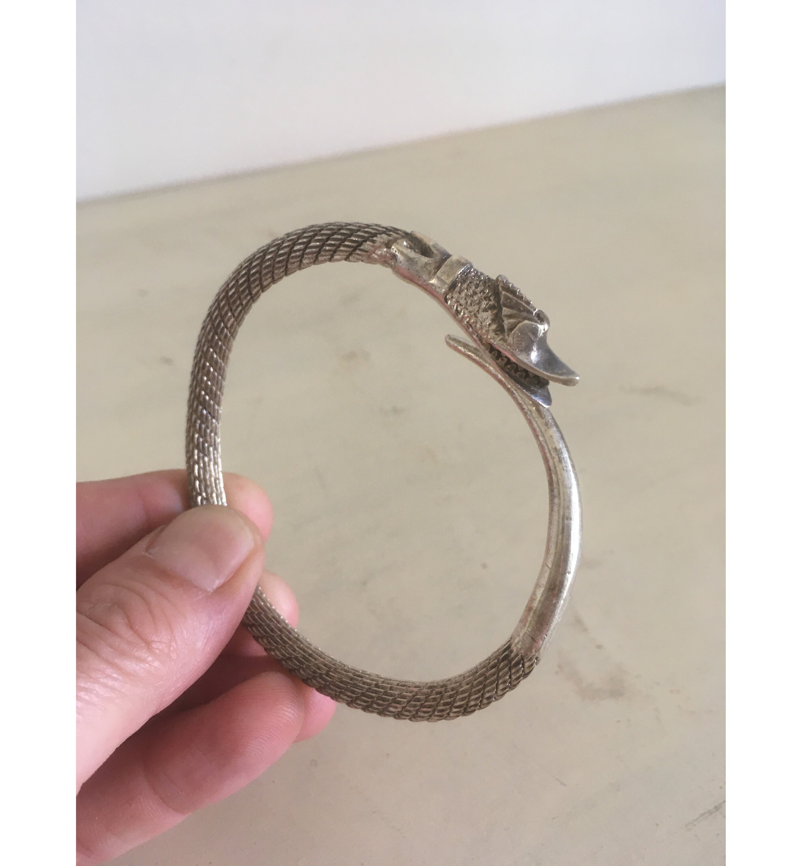 Chunky & Heavy Sterling Silver Bracelet. Signed Snake Vintage - Etsy