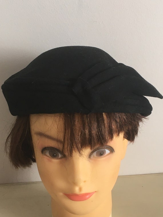 Vintage Woolen Black Fascinator Hat for Ladies. W… - image 1