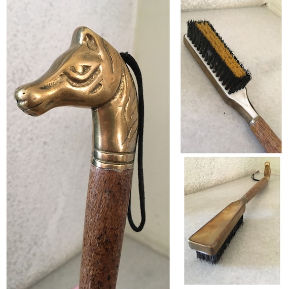 Vintage Brass Wood Long Handle Shoe Brush. Elegan… - image 1