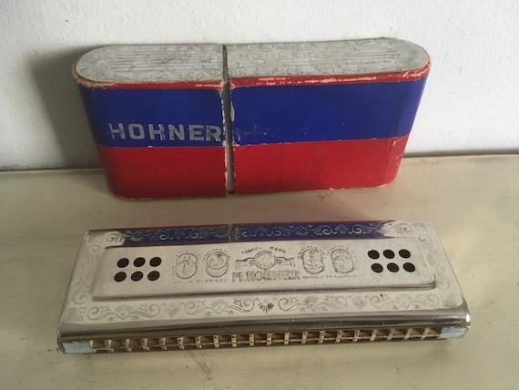 Vintage M. Hohner, Echo Bell Metal Reeds, Harmonica. 1940