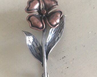 Broche Vintage En Argent Avec Fleurs Séchées Et Feuilles Ovale - Bijou Ancien Style Bohème