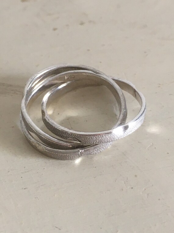 Sterling Silver Triple Band Rolling Ring. Chisell… - image 4