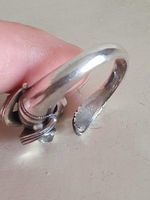 Sterling Silver Ram Head Ring, Adjustable Open Ba… - image 8