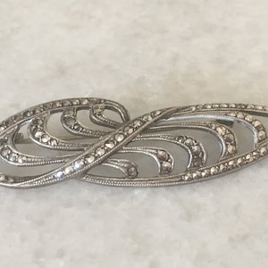 Vintage or Antique Silver Brooch Hallmarked Sterling. Sterling Silver and Marcasite, Clothes, Bags Brooch Pin.