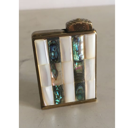 Vintage Mini Pearl and Gold Perfume Bottle and Lipstick Case