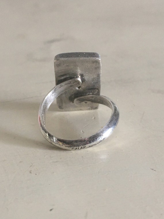 Sterling Silver 950 Jasper Rectangular Signed Rin… - image 6