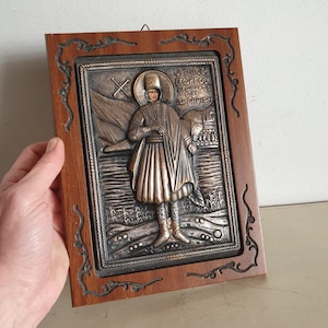 Rare Greek Icon St George Ioannina in 1821 Foustanella Silver 950 on Wood by Silvero 24x18cm 569 gr. Religious Christian Art from Greece.