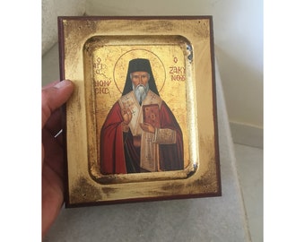 Byzantine Icon of Saint Dionisios from Zakynthos Island, Greece. Greek Orthodox Reproduction. Christian Religious Wooden Wall Hanging Icon.