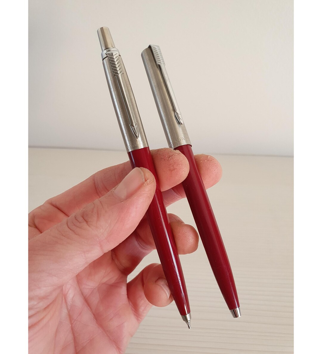 Vintage Parker Red Ballpoint Pen and Mechanical Pencil Set With Case ...