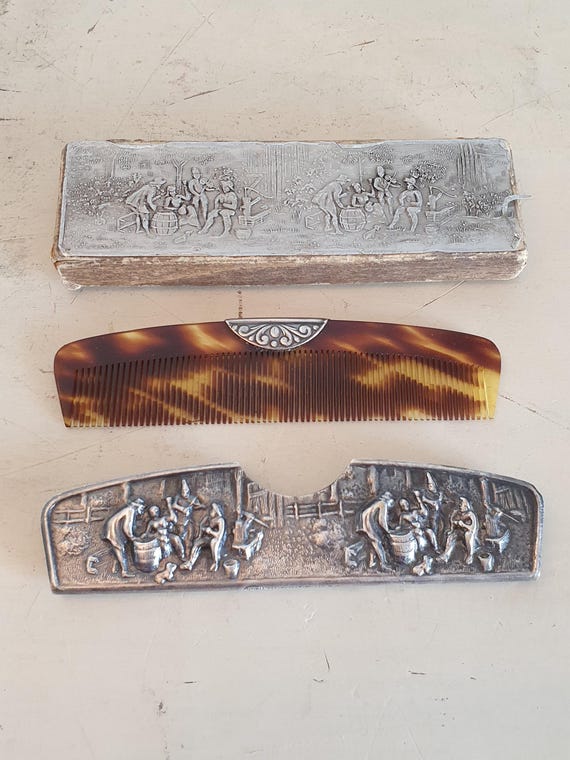 Vintage Danish Pewter Comb Set With Spritzer Fuhrmann Box | Made