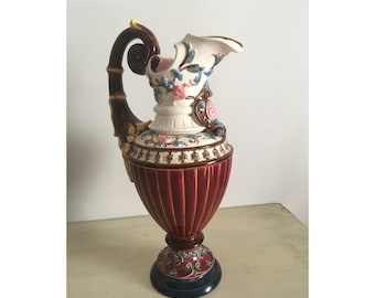 Antique HMV / Hungary Majolica Varoslodi Signed Ceramic Vase
