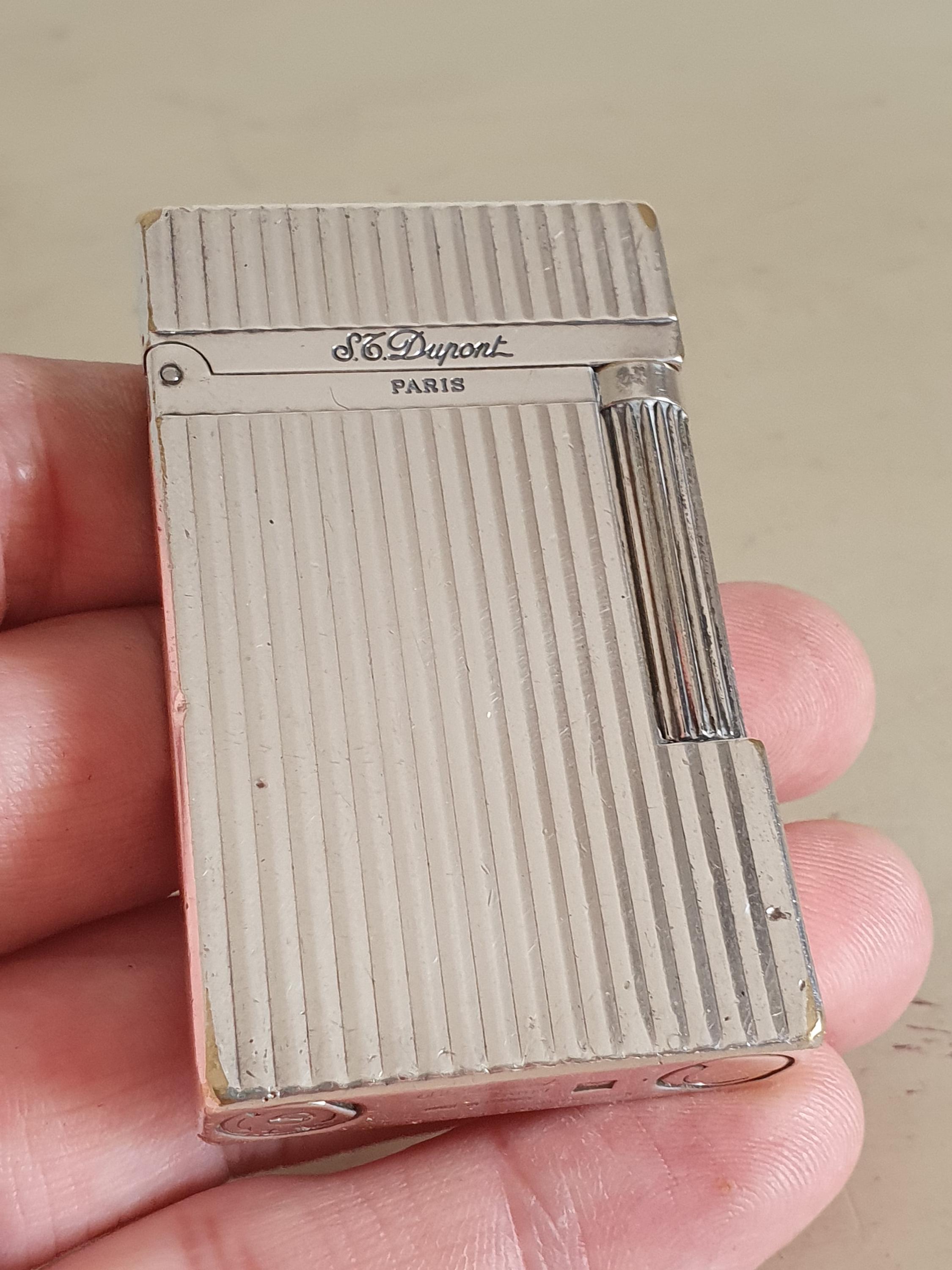 Vintage S.T. Dupont Ligne 1 Silver-plated Lighter, Paris, 1980s 