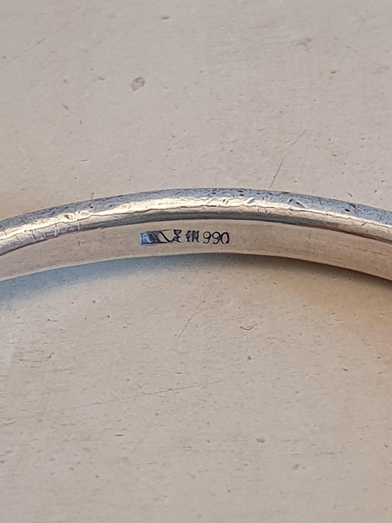 Handcrafted 990 Silver Adjustable Bangle Bracelet… - image 4
