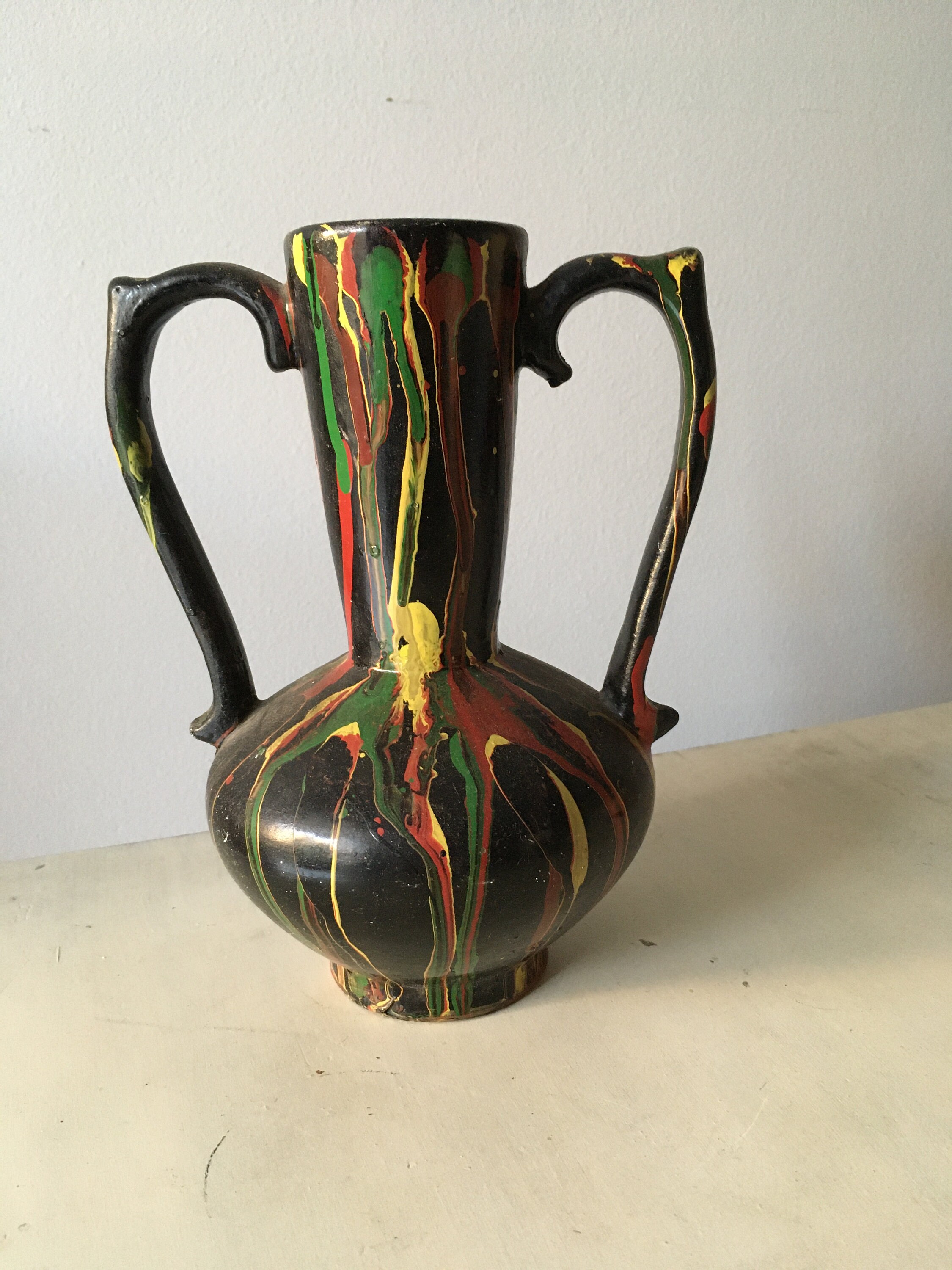 Painted Amphora Style Clay Vase. Handmade Vintage Vase. Etsy