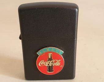 Vintage 2006 Zippo Lighter Coca-Cola Black Matte, Rare Unused in Box, Collectible USA Made, Always Coca-Cola 3D Emblem, Windproof Refillable