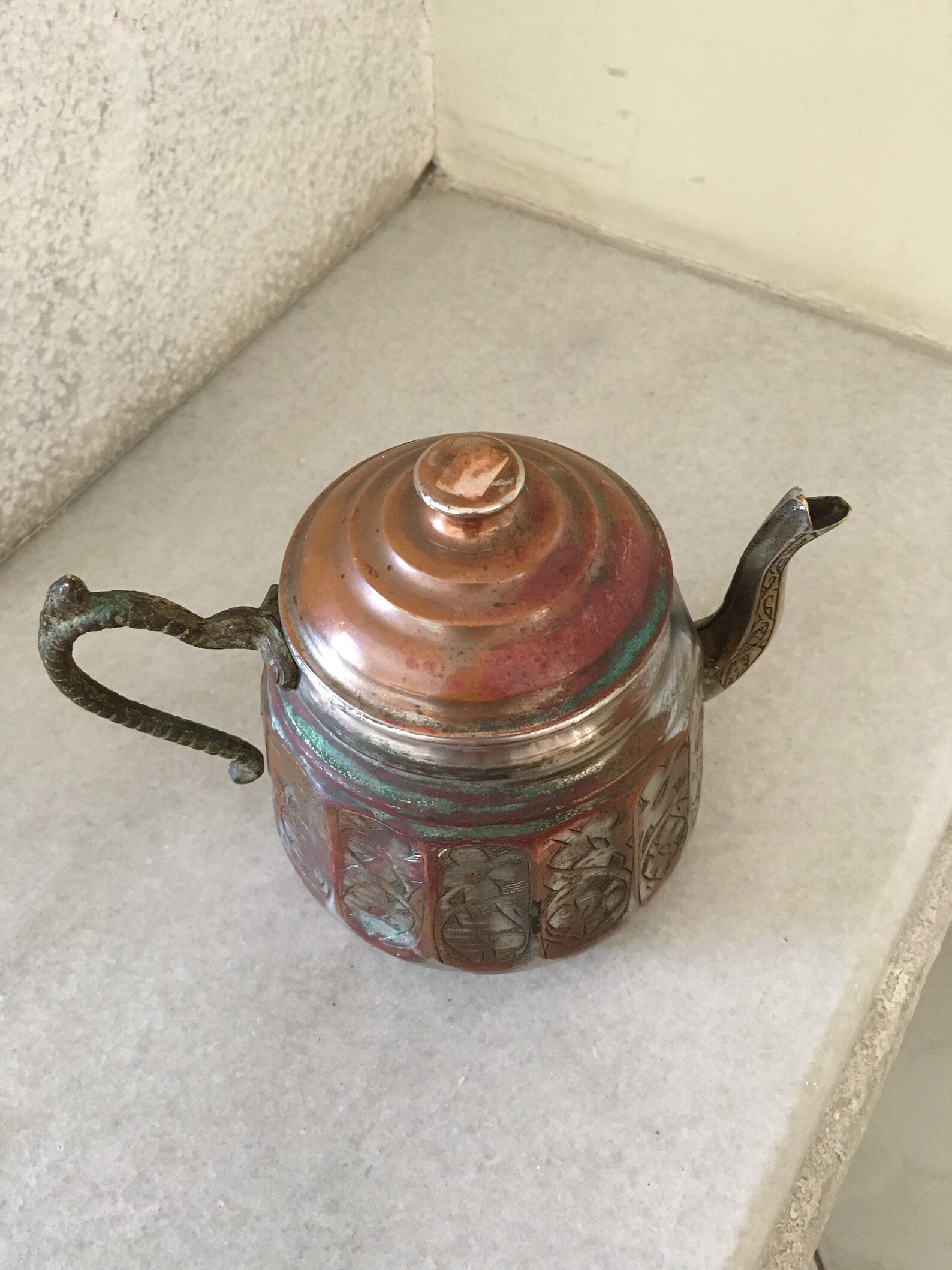 Engraved Vintage Teapot. Natural Timeworn Patina Teapot. Etsy