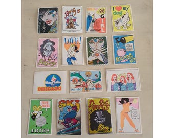 15, 1980's Original Panini Memorabilia Pop Art Stickers. Vintage Stickers for Scrapbooking, Notebooks, Flirt. Collectible Panini Stickers.