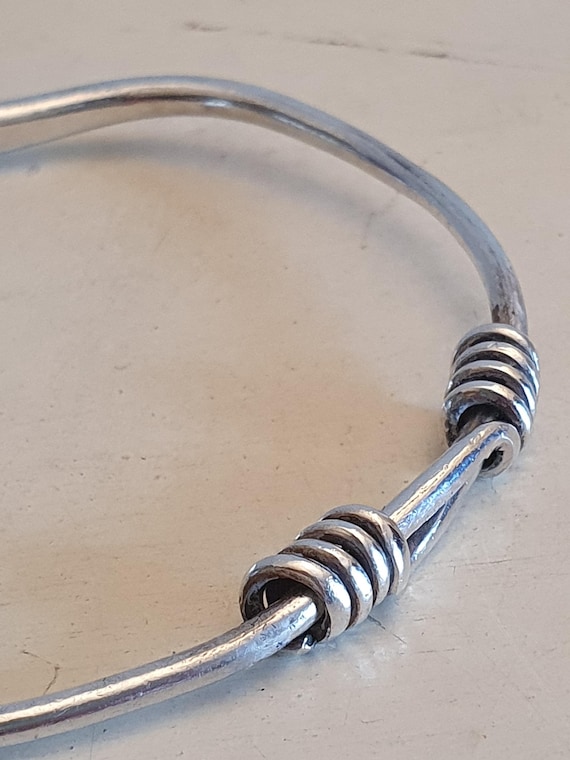 Handcrafted 990 Silver Adjustable Bangle Bracelet… - image 9