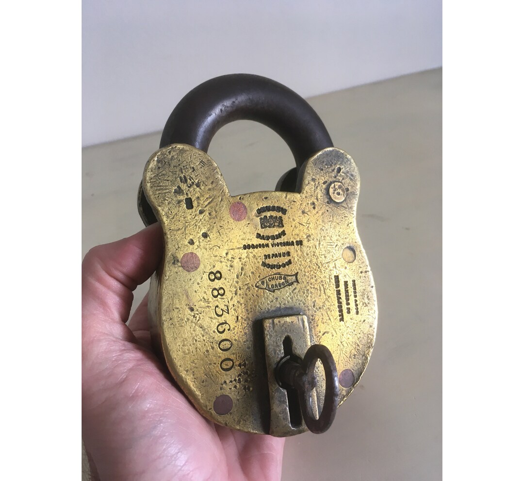 Chubb London Antique Lock. Rare 1800's Massive Brass Heavy Padlock