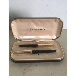 1950 年代のウォーターマン ペン & 鉛筆セット。14 K ゴールド ペン先万年筆 (動作しません)、シャープペンシル (動作します)、オリジナル ケース入り。