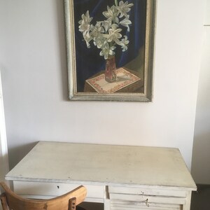 Stor originalmålning och signerad. Vintagemålning, akryl på duk, inramad från 1953. Vas med blommor, väggkonst. Signerad Zottas 1953. bild 2