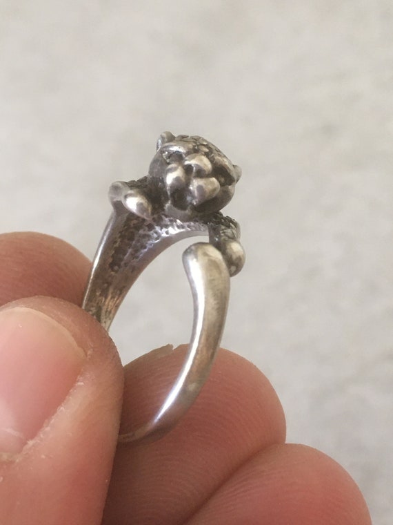 Feline Silver Sculpture Ring. Sterling Silver Hal… - image 2