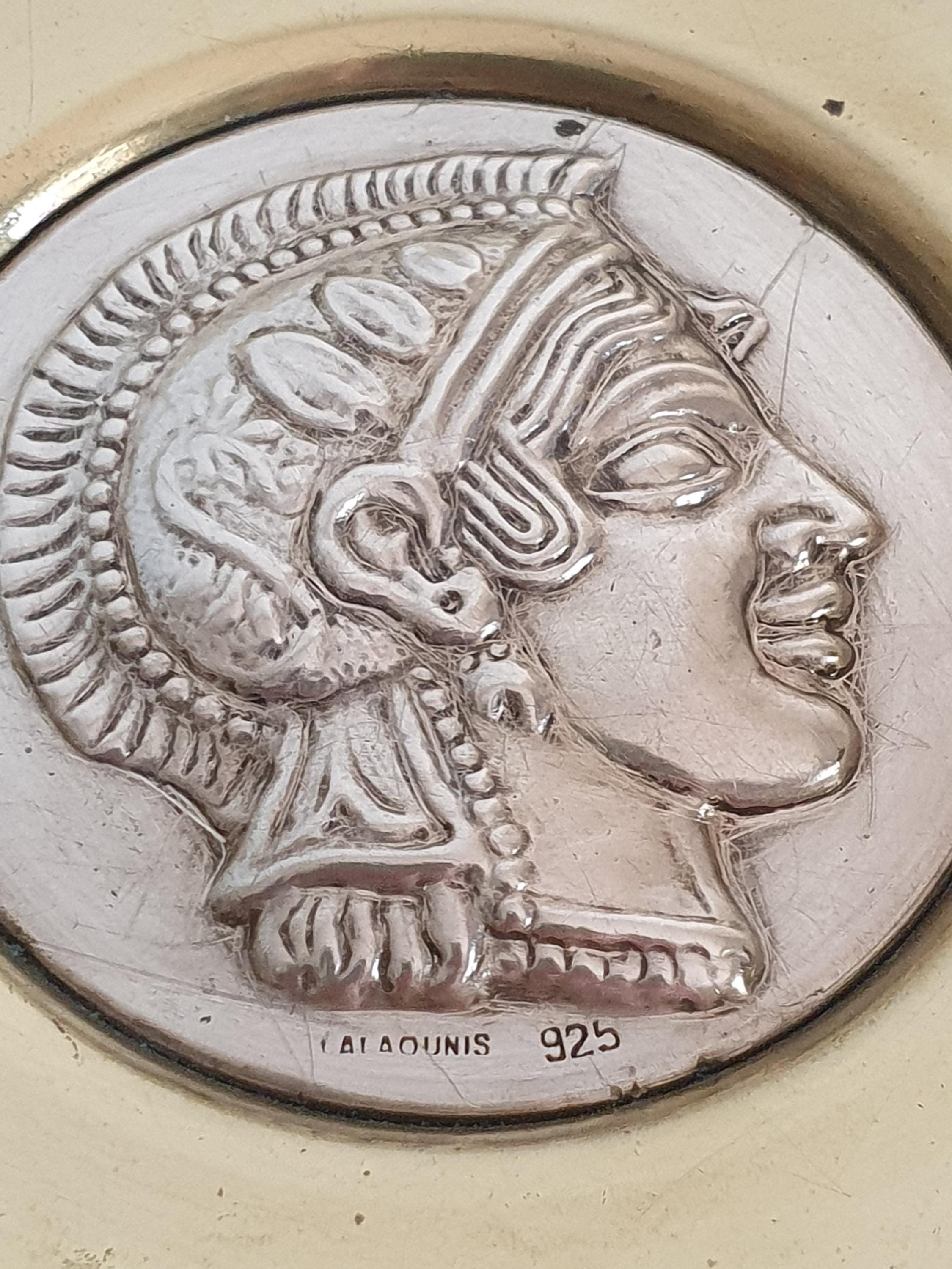 ilias LALAoUNIS ジュエリー皿、 Vintage Ilias Lalaounis Brass Dish With 925 Silver Ancient Greek