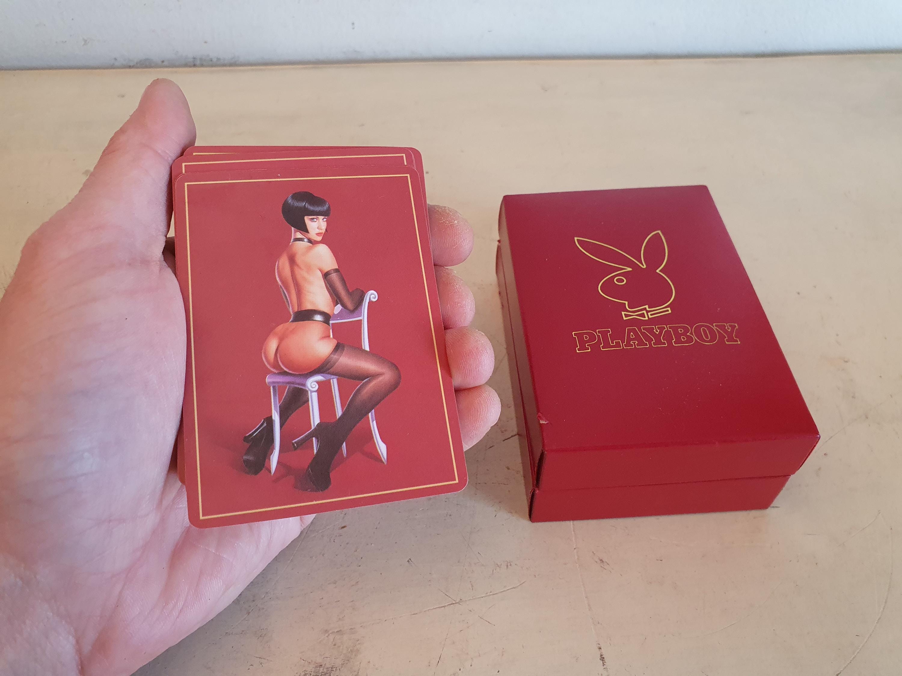 Vintage Playboy Playing Cards in Red Box, Pin-up Back Design, 52