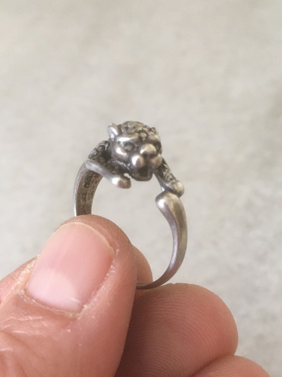 Feline Silver Sculpture Ring. Sterling Silver Hal… - image 1