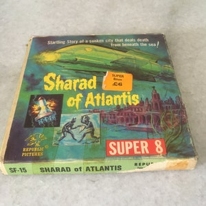 Vintage Super 8 film Sharad of Atlantis by Republic Pictures. 1966&#39;s Collectible B/W Sci Fi B-Movie in Original Great Graphics Box.